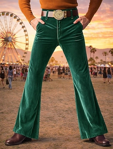  Rétro Vintage Années 1970 Pantalon Pantalons à pattes d'éléphant Pantalon évasé Hippie Disco Couleur Unie Déguisement Homme Halloween Carnaval Soirée Tenue Quotidienne Défilé de la Fierté Adulte