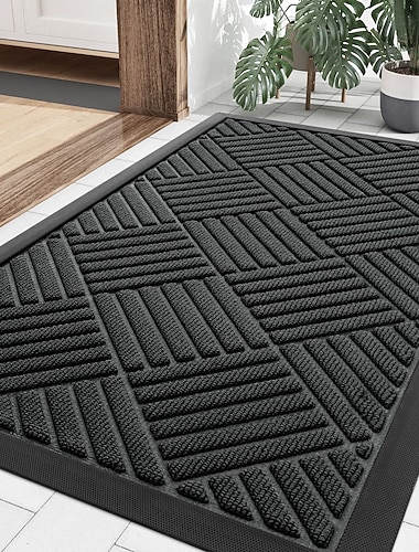  Robuste, strapazierfähige Fußmatte aus Naturkautschuk für den Außenbereich, rutschfest, wasserdicht, flach, für Eingangsbereich, Schmutzfänger