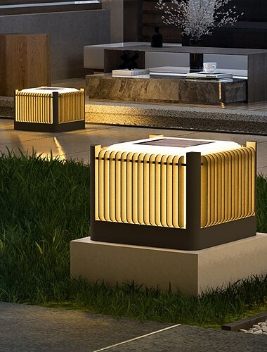  Solar paalkappen met IP65 waterdichte, roestvrijstalen, moderne kolomkappen, buitenverlichting, padverlichting, pilaarverlichting, waterdichte LED-verlichting op zonne-energie voor gazon,