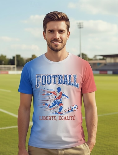  Fußball-Weltmeisterschaft 2026 Outfits Grafisches T-Stück American Football Französischer Fußballfan Patriotisch T-Shirt Ärmel für Unisex Erwachsene 3D-Druck  für Party Sport im Freien