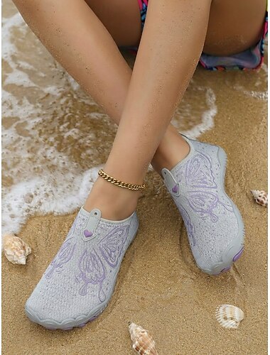  Chaussures aquatiques papillon pour femmes – chaussures aquatiques légères, à séchage rapide et faciles à enfiler, avec semelle antidérapante, idéales pour la plage, la natation, la piscine, les