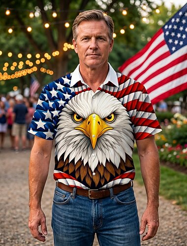  Blouse / overhemd Independence Day Retro vintage Jaren '70 Korte mouwen voor Voor heren Volwassenen  voor 4 juli Independence Day