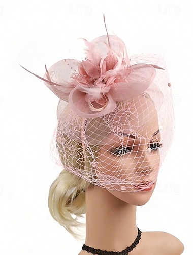  fascinators Fjær Nett Bryllup Bursdag Årgang søt stil Med Fjær Tyll Hodeplagg Hodeplagg