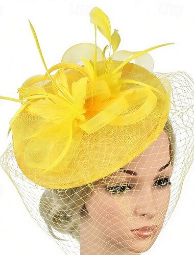  Fascinadores Penas Rede Casamento Aniversário Vintage Estilo bonito Retro Com Penas Tule Capacete Chapéu