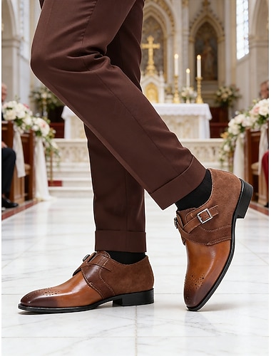  Chaussures brogues en cuir pour hommes – élégantes et intemporelles, idéales pour les mariages, les événements formels et les occasions spéciales.