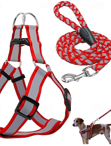  Guia para cães, peitoral anti-puxão, colete refletor de nylon para cães, guia de treinamento, adequada para cães de pequeno porte.