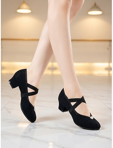  scarpe da ballo da donna nere con tacco basso - comode scarpe da ballo da sala &ballerine da ballo latino