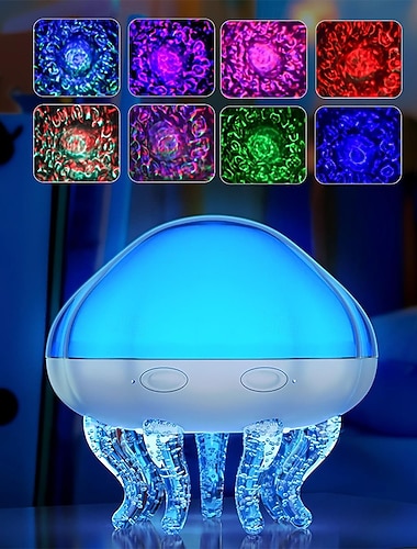  Vague océanique 2 en 1 &Projecteur de méduses avec télécommande, minuterie et arrêt automatique, veilleuse 8 couleurs pour enfants, lampe d'ambiance USB pour chambre, cadeau de Noël ou d'anniversaire
