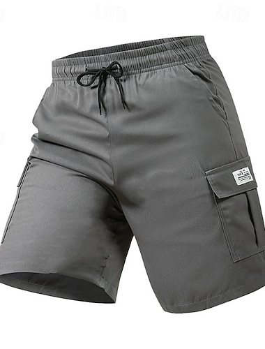  Herren Cargohose Cargohosen Cargo-Shorts Shorts Freizeitshorts Tasche Elastischer Bund Einfarbig Einfach Atmungsaktiv Knielang Lässig Outdoor Streetwear Mode Streetwear Schwarz Marineblau