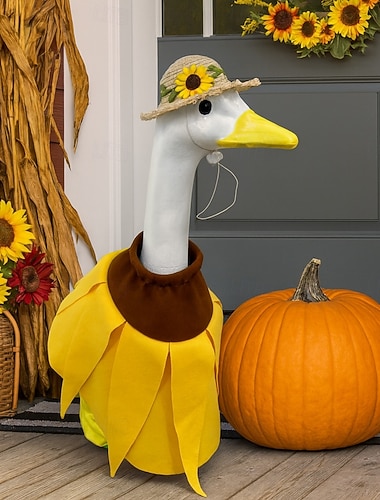  Roupa para ganso de jardim com touca, ideal para estátua de ganso de concreto de 58 a 63 cm (23 a 25 polegadas), acessório decorativo para jardim na primavera e no verão. Apenas a roupa, o ganso não