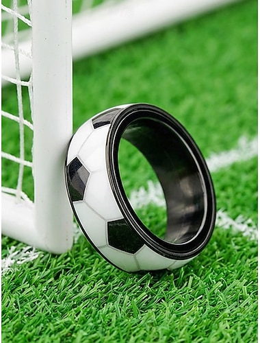  Bague anti-stress en acier inoxydable pour homme, ornée de ballons multicolores, idéale pour les matchs de foot, le soutien des supporters, ou à porter au quotidien.