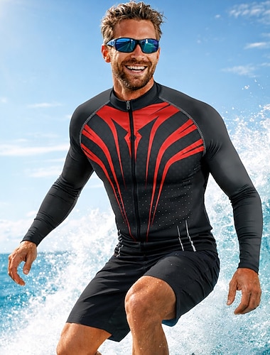  Miesten Ihottumissuoja Uimapaita Geometrinen UPF50+ UV suoja Nopea kuivuminen Pitkähihainen Uima-asut Rash guard -suojapaita Lainelautailu Melonta Hiekkaranta Kesä