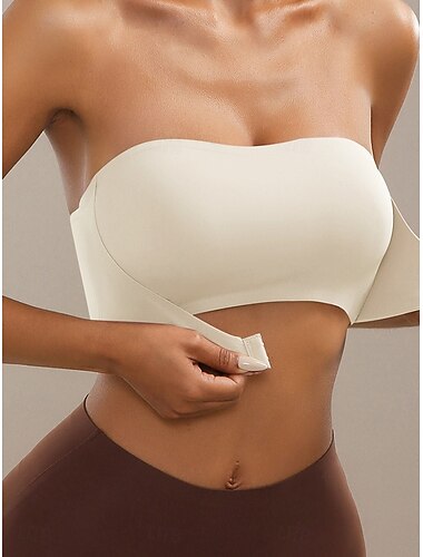  Damen Sexy Dessous BH RückenfreiNightwearNylon Täglich Heim Outdoor Einfarbig Mode Nahtlos Schwarz Champagner Rosa Sommer Frühling