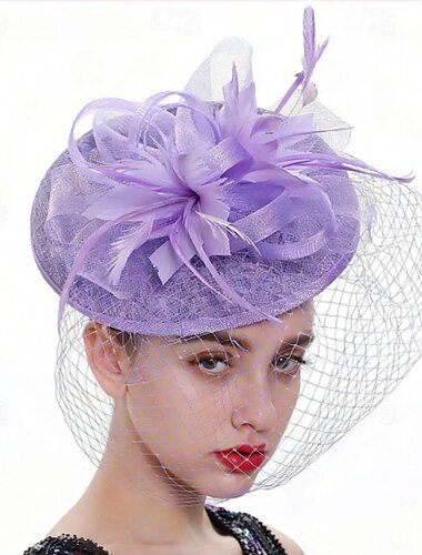  fascinators Fjær Bryllup Årgang søt stil Retro Rød Med Fjær Hodeplagg Hodeplagg