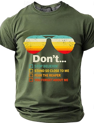  Lunettes de soleil rétro pour homme, paroles de chansons « Don't Stop Believin' », « Stand So Close », « Fear the Reaper », « Forget About Me », t-shirt graphique inspiré des années 70 et 80, rock