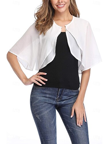  Bolero Umhänge für die Mutter Brautumhänge Umhänge für Hochzeitsgäste Elegant Damen Formaler Stil Halbarm Chiffon Hochzeit Schals Mit Unifarbe Für Täglich Sommer