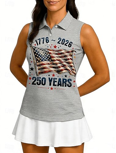  Dzień Niepodległości 250. rocznica powstania Ameryki Damskie Graficzny Flagi Sportowa koszula Koszulki polo tenisowe Podkoszulki bez rękawów Bez rękawów Elastyczny Odvádí pot Oddychający Bransoletka