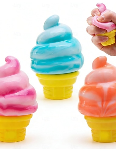  Quetschball in Eiscremeform, niedlicher, langsam zurückfedernder sensorischer Stressball zur Linderung von Angstzuständen, Ostergeschenk, Geburtstagsgeschenk &Sinnesspielzeug für den Sommer zur