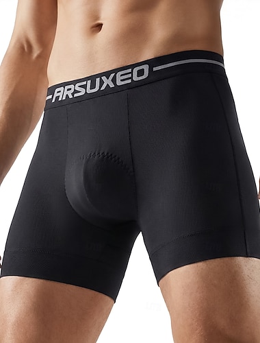  Arsuxeo Męskie Jednokolorowe Szosowe Spodenki Rowerowe Bokserki rowerowe Spodnie na rower Rower Szorty Bielizna Spodenki Dopasowana Sport Redukuje odparzenia Elastyczny Wygodny Ochronne Czarny Czarny