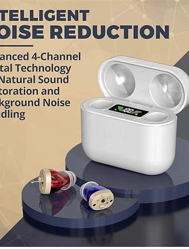  Wiederaufladbare Hörgeräte für Senioren – digitale In-Ear-Hörgeräte mit überragender Klangqualität, intelligenter Geräuschunterdrückung und Akkuanzeige &längste Akkulaufzeit