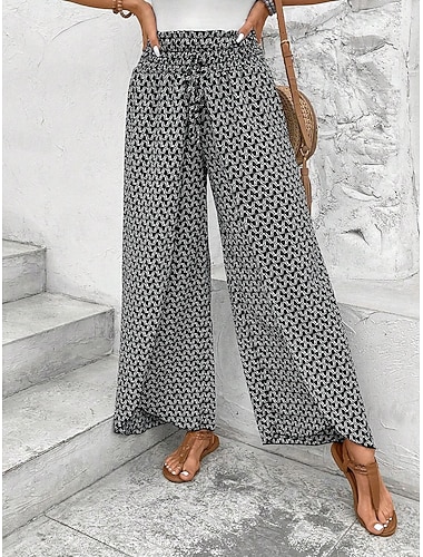  Per donna Gamba larga Pantaloni boho Chinos Skort Vacanza Streetwear Casual Lunghezza alla caviglia Vita media Grafico Coulisse Stampa Comodo Comodità Traspirante Micro-elastico Quotidiano All'aperto