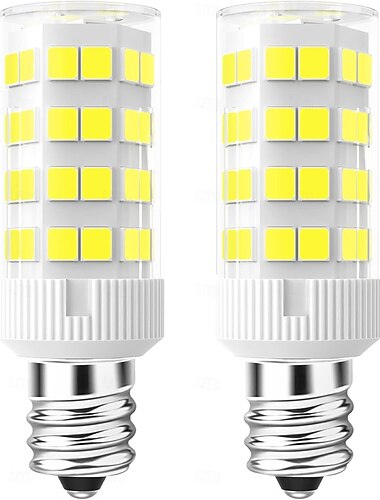  2 db E12 LED izzó, 5 W, ami 40 W-os C7 izzónak felel meg, átlátszó B típusú gyertyatartó foglalattal, bulbrite, nappali fehér, 6000 K, nem szabályozható fényerővel