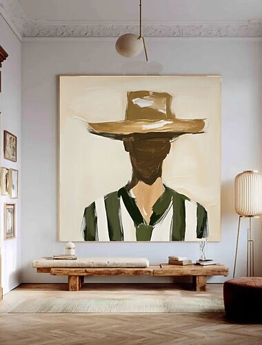  Originales, handgemaltes Ölgemälde, abstraktes Western-Cowboy-Leinwandbild, gesichtsloser Mann, Ölgemälde, Cowboy-Porträt auf Leinwand, Heimdekoration, Western-Cowboy-Wandbild