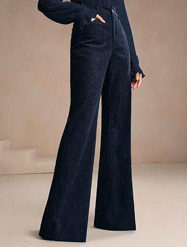 Dames Broek Corduroybroek Vrijetijdsbroek Vakantie Modieus Casual / Dagelijks Volledige lengte Hoge taille Effen Kleur Effen Zak Comfort Zacht Ademend Inelastisch Streetwear Formeel Feestdagen