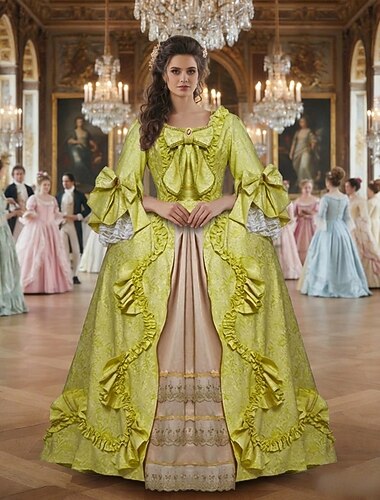  Vintage Rococo Victoriaans Renaissance Prinses Koloniaal Gala jurk Dames Kostuum Wijnoogst Cosplay Prestatie Feest Halloween 3/4-Lengte Mouw Maxi Prinses Grote maten Kleding Halloween