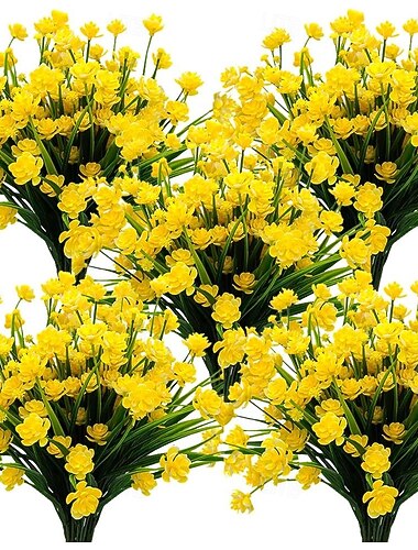  20 Bündel künstliche Blumen, UV-beständig, für drinnen und draußen, zum Aufhängen im Pflanzgefäß, für die Dekoration von Haus und Garten, künstliche Blumensträucher für Veranda, Terrasse, Balkon,