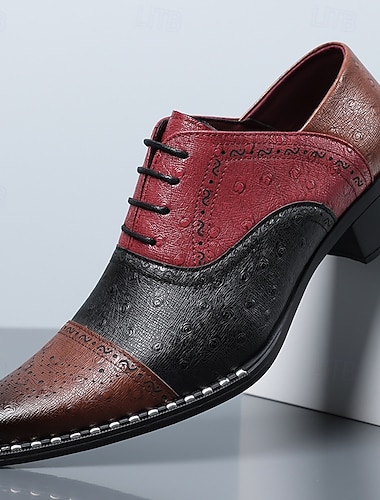  Zapatos Oxford de hombre de piel sintética bicolor – estilo patchwork vintage, zapatos formales para negocios, fiestas y bodas.