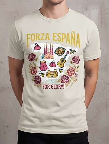  Partita mondiale di calcio 2026 Maglietta grafica Football americano Tifoso di calcio spagnolo Patriotico Corte per Unisex Adulti Stampa 3D  per Sport all'Aperto