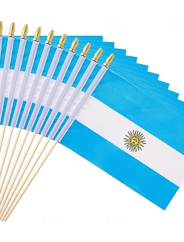  Confezione da 25 piccole bandiere argentine portatili, mini bandiere argentine su asta da 5x8 pollici per partite di coppa del mondo di calcio estive, eventi sportivi, decorazioni per feste, tifosi