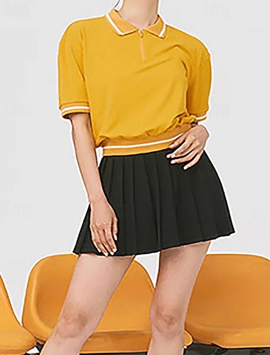  Mulheres Cor Sólida Camisa polo de caminhada Saia de tênis Top esportivo Sem Manga Manga Curta Quarter Zip Respirável Tênis Golfe Corrida Colarinho polo Camisa Blusas Branco Amarelo Verde Roupas de