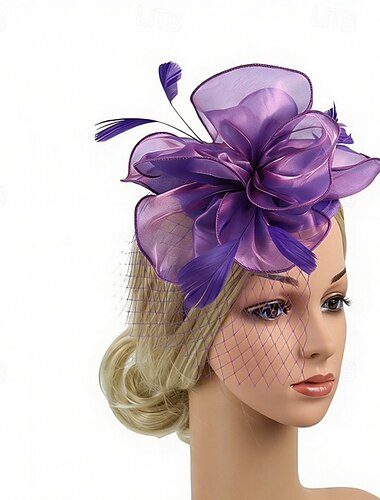  fascinators Organza Veren Bruiloft Verjaardag Elegant Vintage leuke Style Met Veer Tule Helm Hoofddeksels