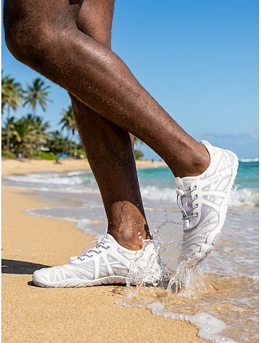  Chaussures aquatiques blanches pour hommes, à séchage rapide, légères et minimalistes, antidérapantes, idéales pour les activités nautiques, la natation, les voyages en bord de mer, le surf, la randonnée en rivière et les sports de plein air.