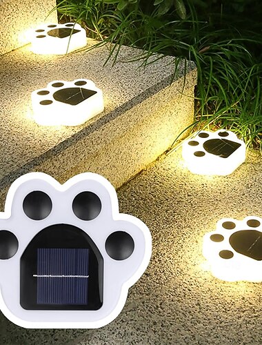  Bonita luz solar con forma de pata, luces impermeables para jardín al aire libre, luces LED de animales para jardín, patio, parterres y decoración de césped.