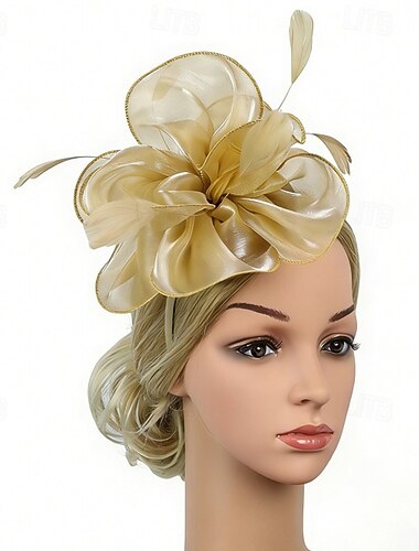  Fascinator Organza Matrimonio Compleanno Elegante Vintage Carino Con Piuma Tulle Copricapo Copricapo