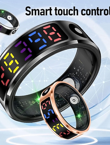  Suivi d'activité Smart Ring moniteur d'activité haute précision avec écran LED accessoire de santé intelligent étanche bague de suivi de sommeil et de sport pour hommes et femmes connectée par