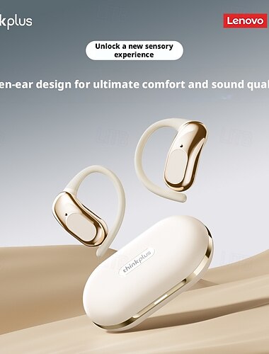 Écouteurs intra-auriculaires sans fil Lenovo à clip, Bluetooth 5.4 avec étui de chargement, 20 h d'autonomie, format compact &Son puissant, micro intégré, écouteurs confortables pour le sport et
