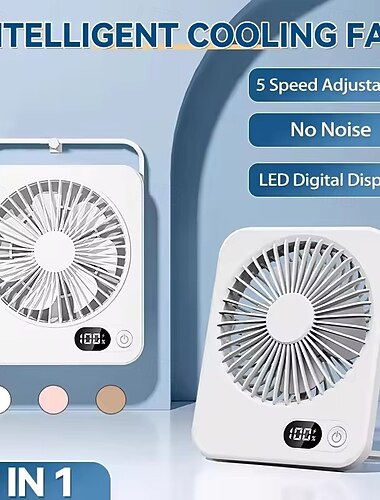  Bærbar bordvifte med LED-batteridisplay, oppladbar bordvifte, 180° sammenleggbar vegghengt personlig vifte, ultratynn stillegående USB-drevet vifte for kontor, reise, soverom, kjøkken