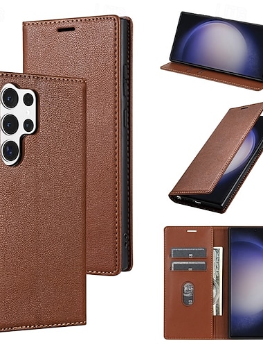  telefon Etui Til Samsung Galaxy S26 S26 Pluss S26 Ultra Lommebok-kortveske Flip deksel Magnetisk Helkroppsbeskyttende Støtte Kontor / Bedrift PU lær