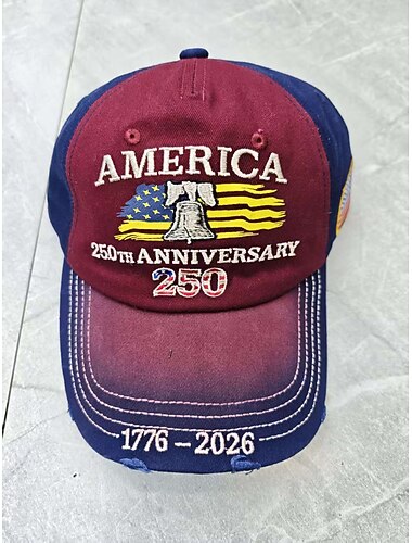  Unisex Baseballkappe zum 250. Jahrestag der Unabhängigkeit, tragbar, atmungsaktiv, für den täglichen Gebrauch im Freien, mit Stickerei und Flagge