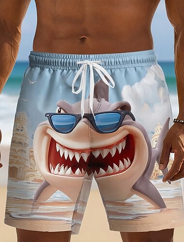  Voor heren dier Tekenfilm Haai Lange zwembroeken Zwemshorts Boardshorts Medium Taille Grappig Strandvakantie Zijzakken Mesh voering Elastische tailleband met trekkoord Ontwerper Kleding