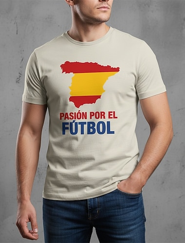  Partita mondiale di calcio 2026 Abiti Abbigliamento sportivo Maglietta grafica Football americano Tifoso di calcio spagnolo Patriotico Corte per Unisex Adulti Stampa 3D  per Abbigliamento quotidiano