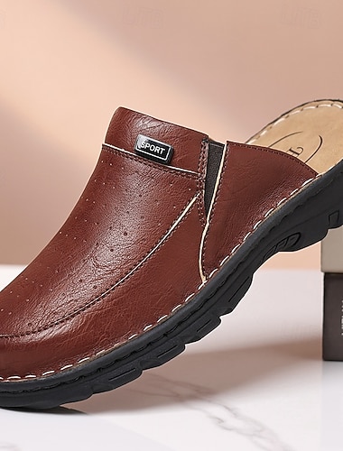  herre brune slip-on mule loafers ryggløse avslappet komfortsko lette tursko for daglig bruk, reiser, kjøring, kontor, helgefritid og et enkelt smart avslappet antrekk