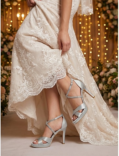  Damesschoenen met zilveren plateauzolen - elegante bruidspumps voor stadsbruiloften