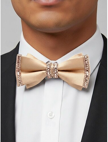  papillon da uomo in poliestere – disponibile in vari colori, con decorazioni in strass, misura regolabile, perfetto per matrimoni e feste