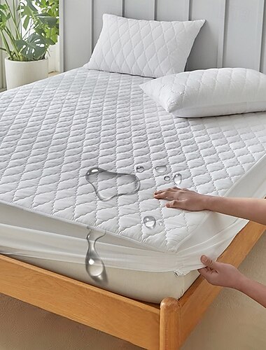  Protège-matelas imperméable, couverture intégrale, anti-poussière, doux pour la peau, avec matelassage et couche imperméable épaisse pour une protection optimale contre les taches et l'urine.