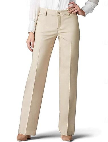  Dames Broek Pakken Elegant Modieus Werk Volledige lengte Hoge taille Effen Kleur Effen Zak Recht been Comfort Lichtgewicht Zacht Inelastisch Dagelijks Streetwear Kantoor Wit Zomer Lente Herfst